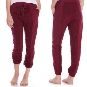 Free People Maroon Velour Joggers | Size Large | Luxe Loungewear